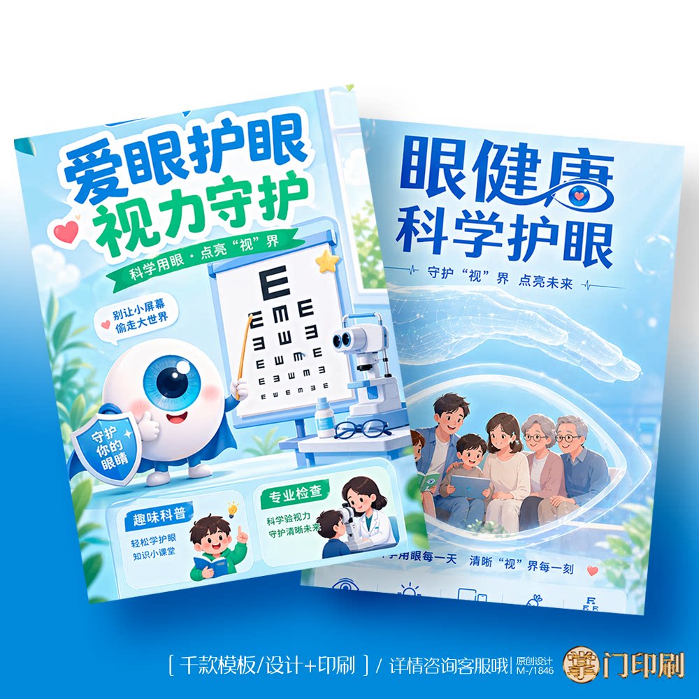 眼科医院眼科门诊爱眼日宣传单彩页单页定制设计印刷