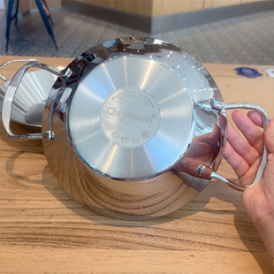 加厚一体成型海鲜锅！1810不锈钢平底煎锅海鲜饭干锅麻辣香锅盘子