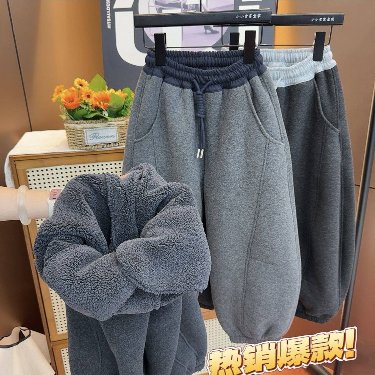 男童女童加绒卫裤冬季宝宝保暖束脚裤灯笼裤儿童休闲裤子2025新款,童装/婴儿装/亲子装,裤子,淘宝优惠券,粉丝福利购,淘宝优惠卷