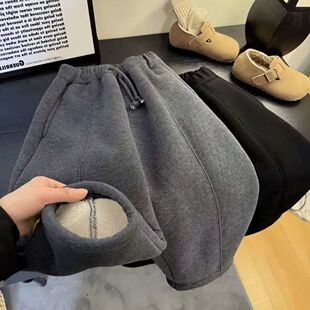 男童加绒弯刀裤保暖冬季新款儿童女童宽松休闲裤加厚长裤宝宝裤子