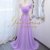 悠洛姌演出服新款 紫色显瘦舞台演出艺考表演礼服文艺汇演声乐礼服