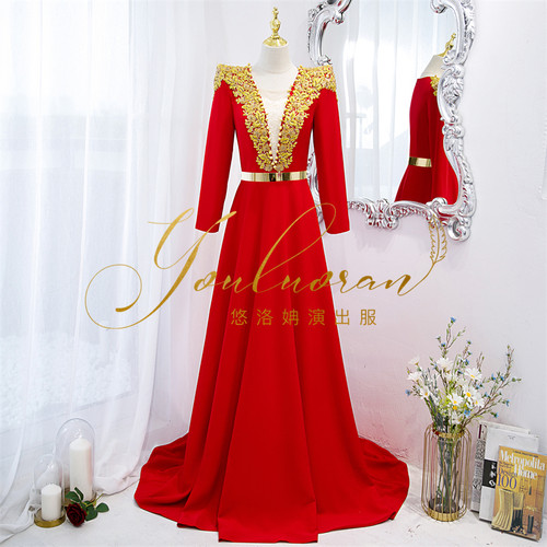 2021年演出服秋季红色声乐美声