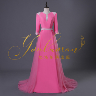 悠洛姌显瘦A摆长裙唱歌舞台演出服女民歌礼服毕业独唱音乐会礼服