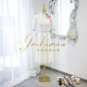 悠洛姌演出服新款 白色短裙礼服艺考舞台演奏礼服独唱显瘦演出服