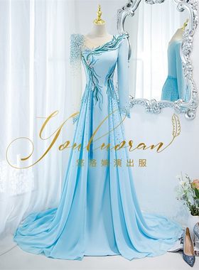 悠洛姌演出服知性修身显瘦礼服