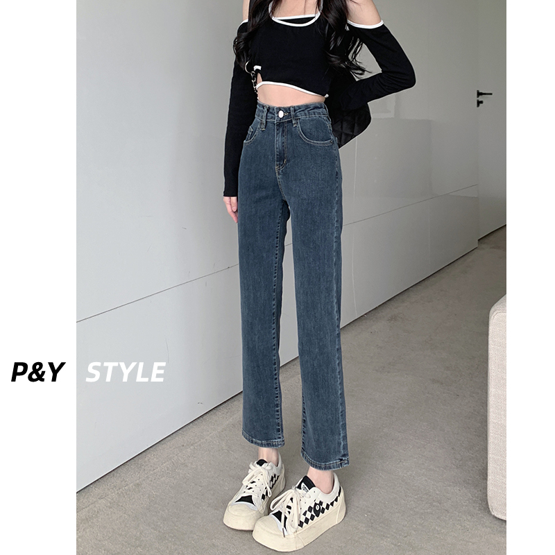 佩艳烟管裤牛仔裤女九分显瘦高腰