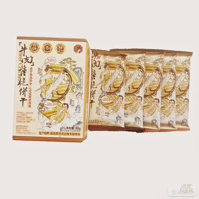 茶颜悦色牛肉薄脆饼干网红牛肉馅解馋小零食追剧充饥代餐休闲食品