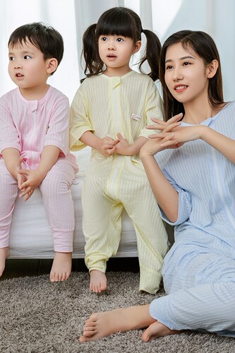 婴幼亲子连体睡衣竹棉薄睡袋夏季