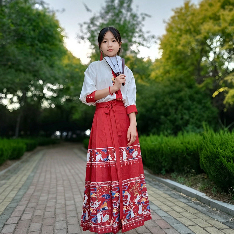 女童学生日常改良国风马面裙套装