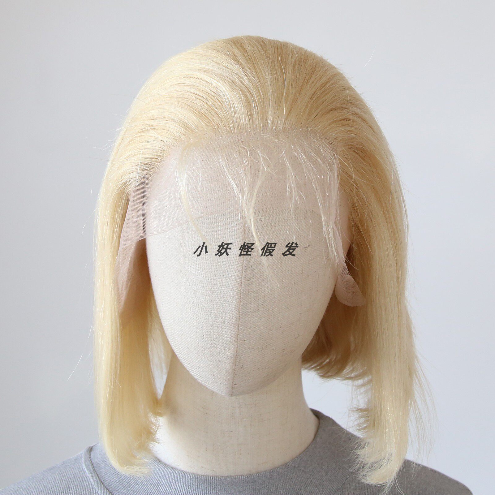 真人发金色内扣波波头短发13x4前蕾丝Human Hair Bob整顶假发套