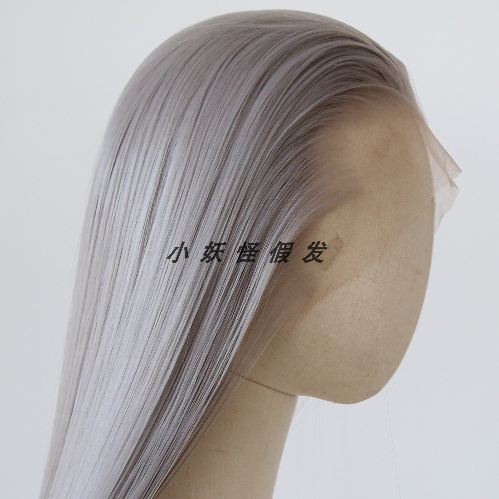 深灰色古装汉服蕾丝化纤高温丝三尖奶奶灰COS美人尖古风男假发套