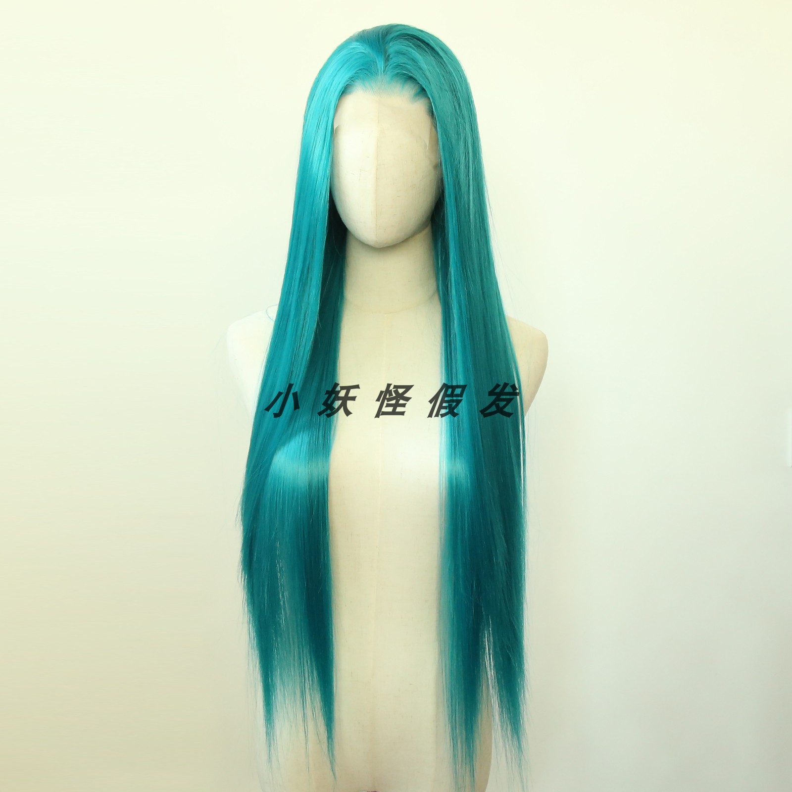 祖母绿前蕾丝全头假发水鸭绿逼真自然Cosplay高温丝整顶假发套