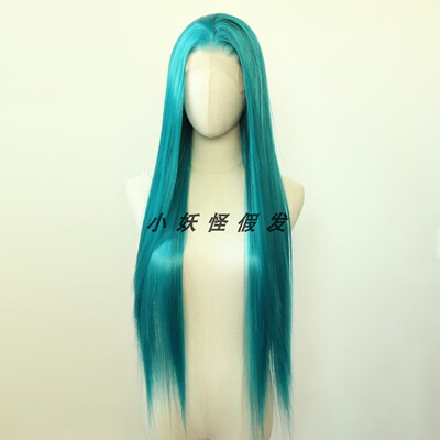 祖母绿前蕾丝全头假发水鸭绿逼真自然Cosplay高温丝整顶假发套