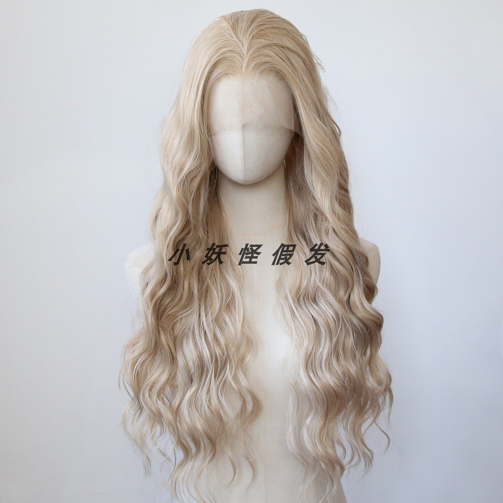 砂金棕前蕾丝化纤高温丝假发浅棕逼真自然辣妹长羊毛卷整顶假发套