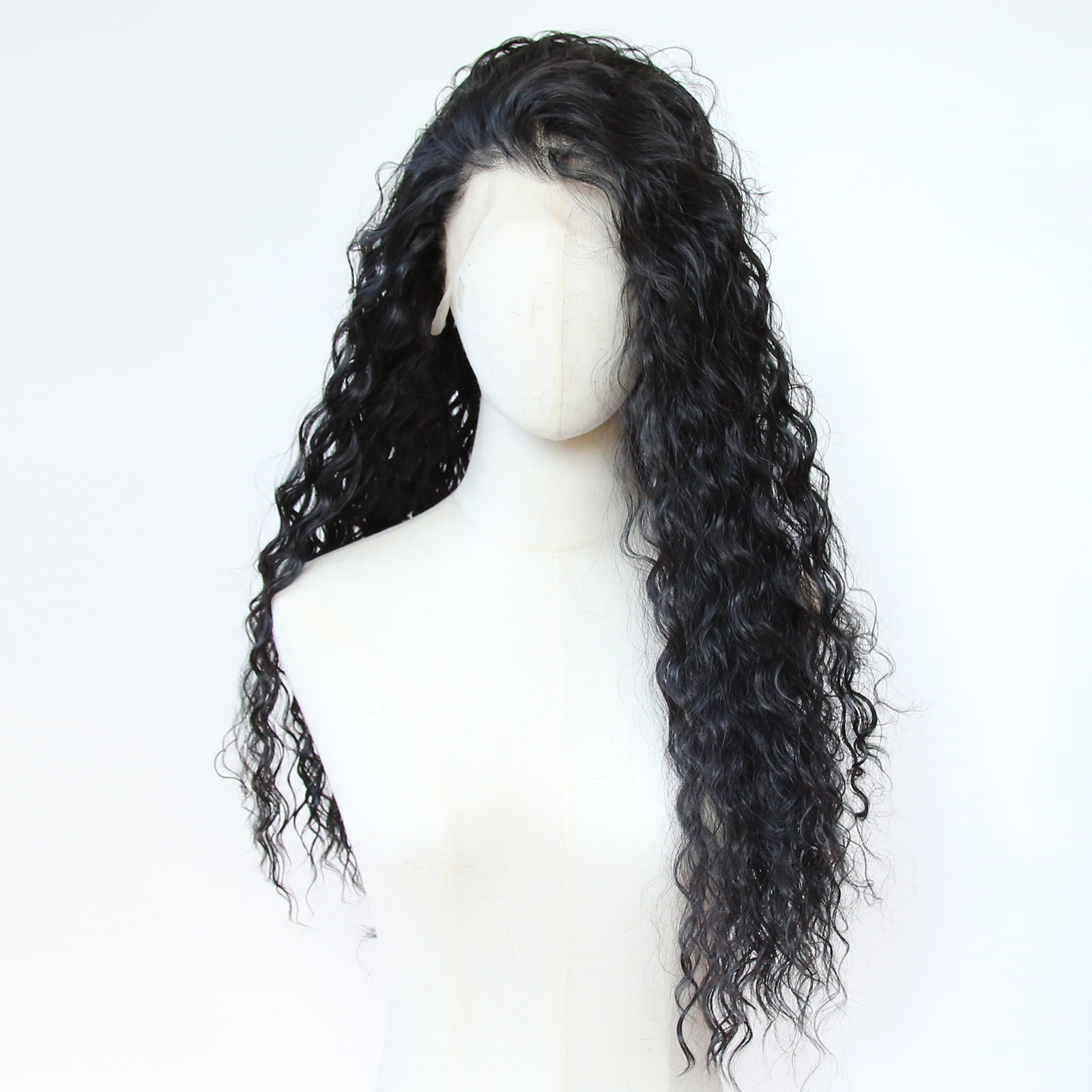 thumbnail for Natural black front lace chemical fiber high temperature silk big lace wig realistic European and American wave wool curls whole top wig