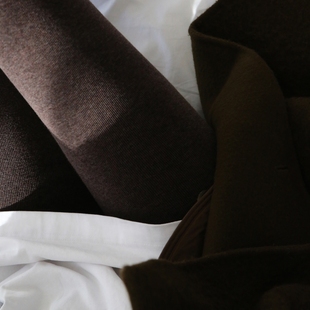 袜加绒显瘦保暖哑光打底裤 秋冬新款 厚绒复古咖色微压高腰打底连裤