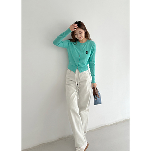 型拉长比例直筒剪裁藏肉显瘦日常通勤 女高腰版 灰白宽松版 型牛仔裤