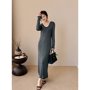 【双十一】羊毛量丝连衣裙气质优雅显瘦显高百搭长款通勤宴会高端