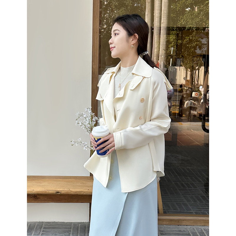 「工厂店」“30mm重绉”怒推尖货！早春极简静奢真丝短风衣外套女,女装/女士精品,风衣,淘宝优惠券,粉丝福利购,淘宝优惠卷