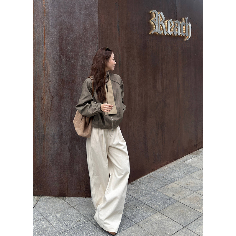 秋冬复古飘带格纹外套英伦风设计感上衣出街约会百搭男女同款气质