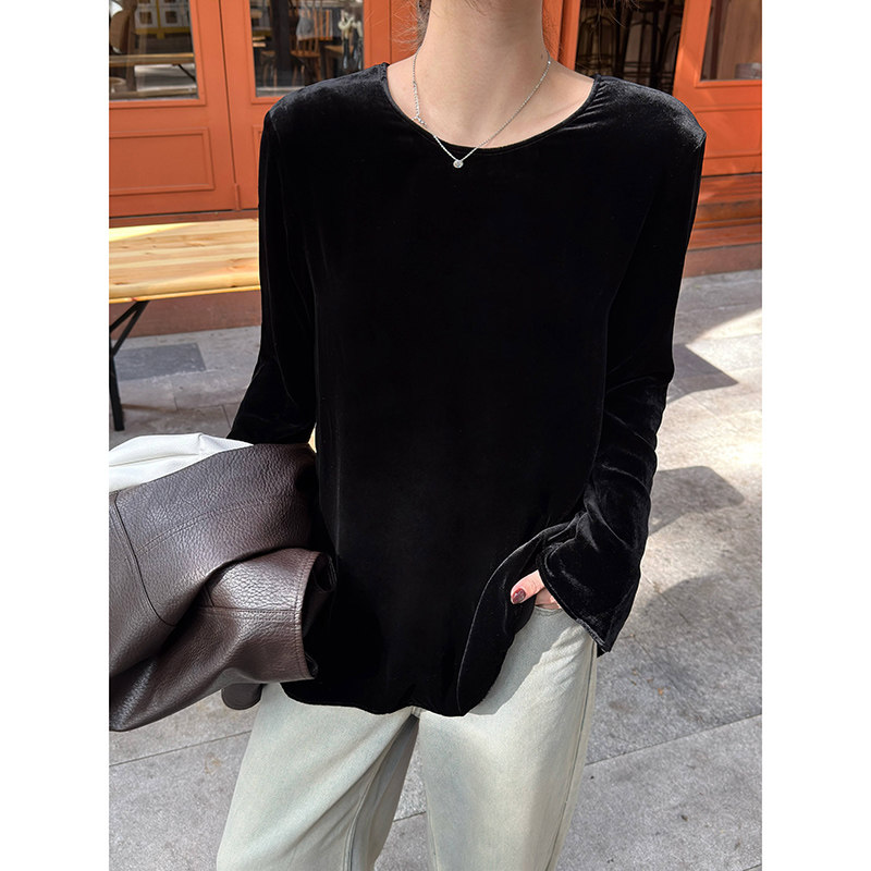 秋冬丝绒小圆领上衣软糯亲肤显瘦通勤内搭外穿遮肉不挑身材高级感,女装/女士精品,衬衫,淘宝优惠券,粉丝福利购,淘宝优惠卷