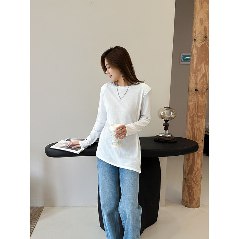 【双十一】收褶长袖T恤秋季现款韩版宽松显瘦百搭通勤上衣设计感~,女装/女士精品,T恤,淘宝优惠券,粉丝福利购,淘宝优惠卷