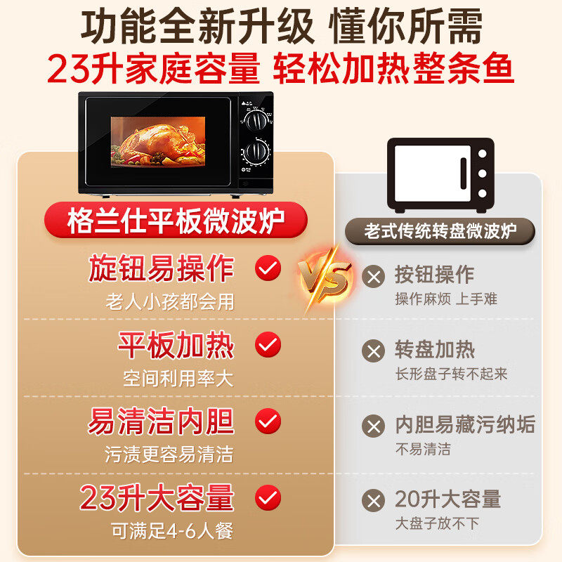 Galanz/格兰仕微波炉家用平板机械式23升大容量商用线下同款G5B0