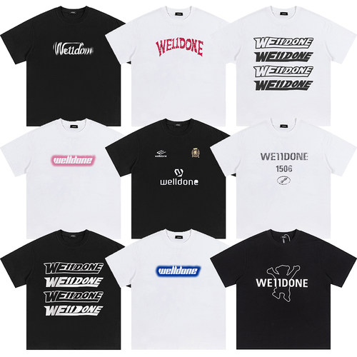 潮牌bshy well夏季美式字母印花宽松纯棉短袖小众球服情侣t恤男女