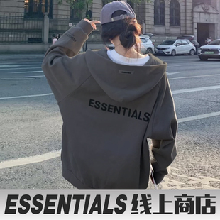 ESSENTIALS连帽开衫 卫衣加绒欧美FOG复线潮男女纯棉宽松拉链外套