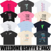 潮牌welldone 宽松t恤 韩珍珠弹幕纯棉情侣夏季 bshy短袖 男女夏季