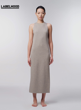 【SALE】【DANS FEU】蕾虎百搭灰色双开叉连衣裙秋冬复古女装裙子