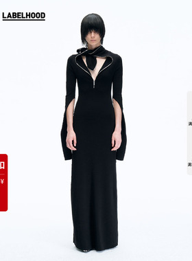 【SALE】【Liegee】蕾虎设计感休闲简约拉链开帽针织连衣裙长裙