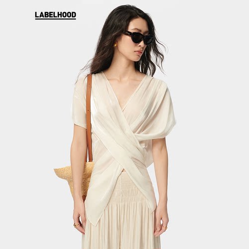 deepmoss水泽交叠褶涧上衣