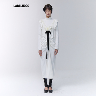 【SALE】【Assignments】蕾虎康乃馨缎带连衣裙时尚秋冬女装裙子