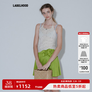 【MARCHEN】蕾虎度假系列秋冬露珠挂脖背心女装波点上衣