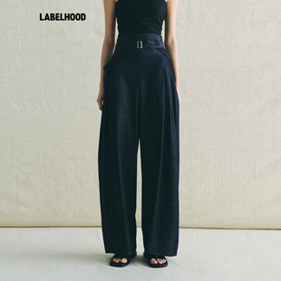 【deepmoss】蕾虎简约腰封束带垂坠微弧长裤2026早春新款女装裤子