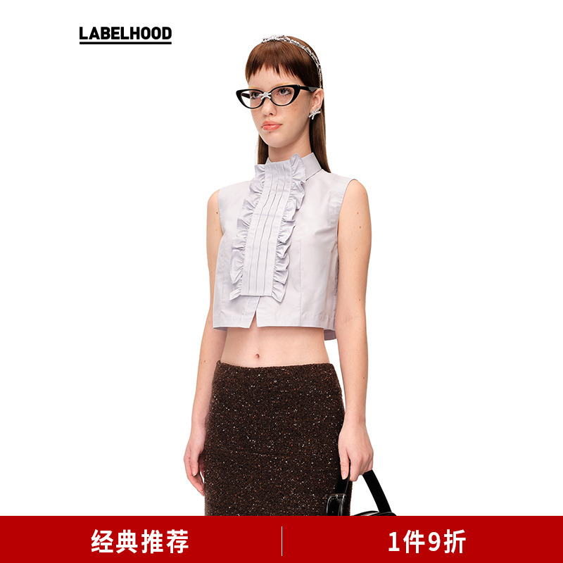 SHUSHUTONG塔片装饰无袖衬衣