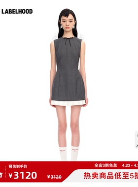 【SHUSHUTONG】蕾虎春夏时尚百褶边无袖修身连衣裙经典款裙装女