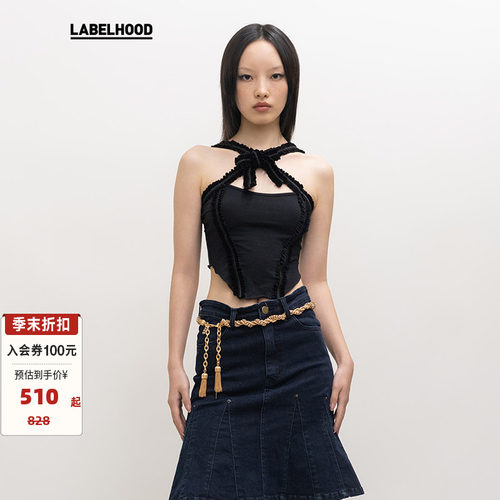 黑色吊带LABELHOOD蝴蝶结