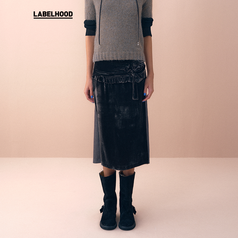 【MARCHEN】蕾虎时尚潮流通勤气质简约高级歌剧玫瑰半裙labelhood