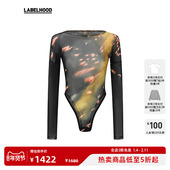 上衣 蕾虎潮流通勤气质简约高级抽象印花连体衣装 OUDE WAAG