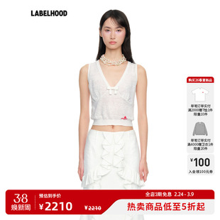 【SHUSHUTONG】蕾虎蝴蝶结V领无袖针织背心2026春夏新款女装上衣