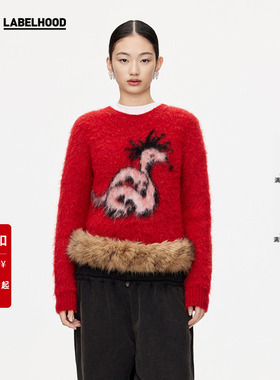 【SALE】【TRINITE×LABELHOOD】蕾虎秋冬豹纹毛衣环保皮草卫裤