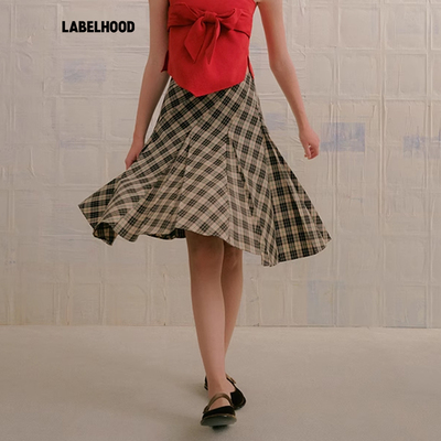 蕾虎2025新款罗素公园格纹半裙