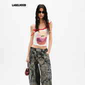 T恤 女装 MARKGONG 蕾虎潮流百搭高级印花抹胸上衣2026早春新款