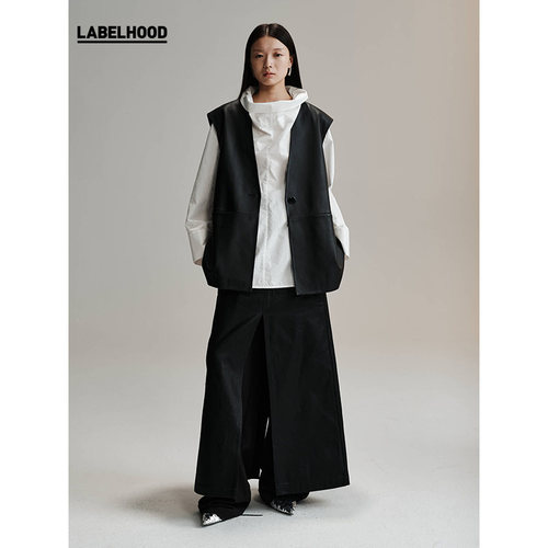 秋季LABELHOOD无领廓形皮马甲