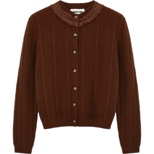 【SALE】【SHUSHUTONG】蕾虎气质花边装饰文艺针织开衫lisa同款