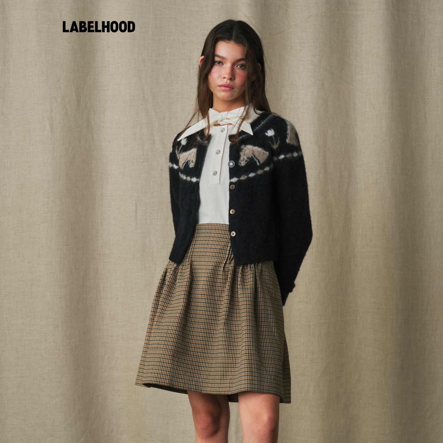 【MARCHEN】蕾虎简约休闲百搭2025秋冬新款和平小马针织开衫女