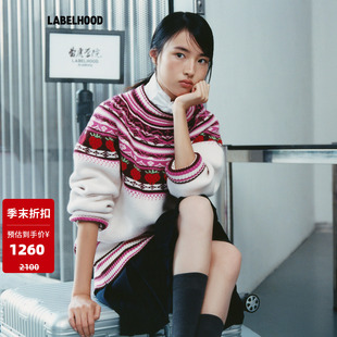 SALE 2025秋冬新款 Nan 蕾虎草莓熊提花套头衫 上衣女 Knits