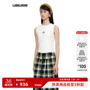 【SHUSHUTONG】蕾虎潮流简约花边无袖T恤百搭秋冬气质女装上衣